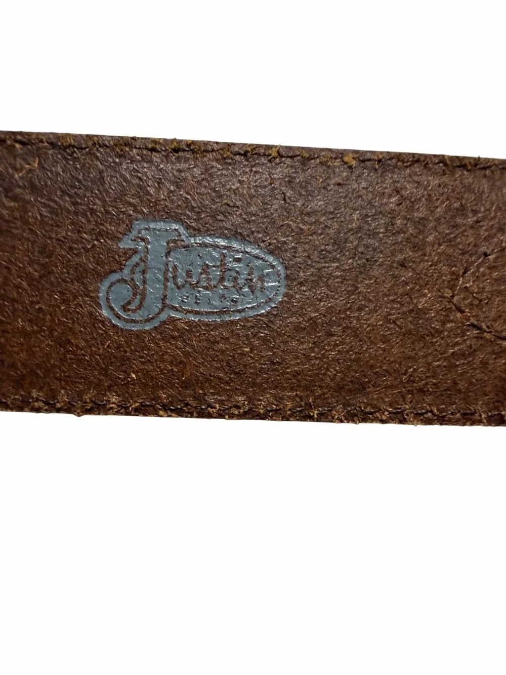 Justin Brown Leather Men’s Belt with Silver Buckle